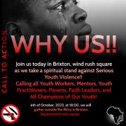 Join us this Friday in Brixton, wind rush square as we take a spiritual stand against Serious Youth Violence!!